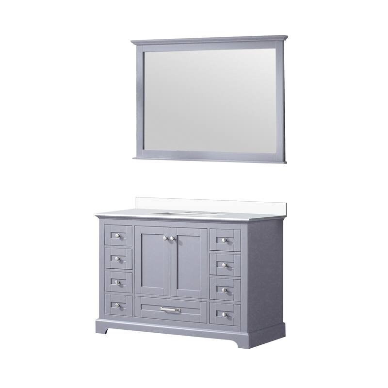 Dukes 48 in. W x 22 in. D Dark Grey Single Bath Vanity, White Quartz Top, White Square Sink, and 46 in. Mirror