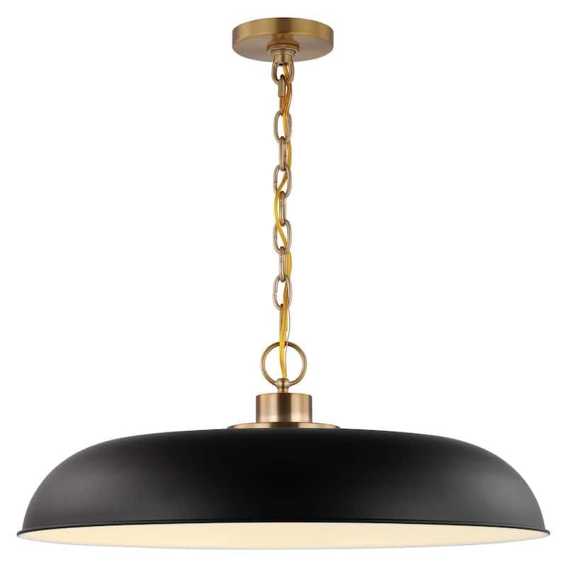 Colony 1 Light Large Pendant Matte Black with Burnished Brass