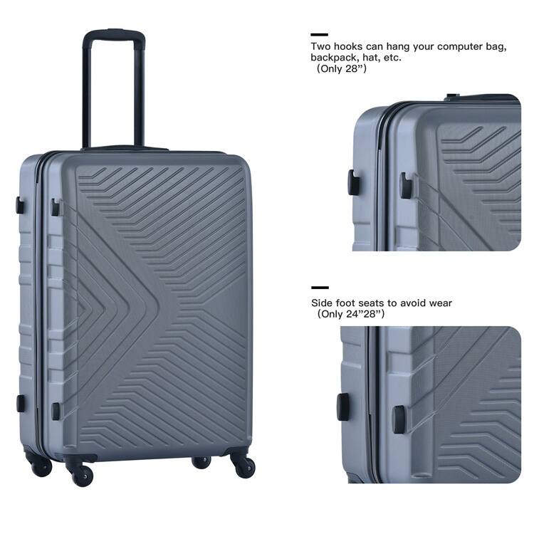 Expandable 3 Piece Luggage Sets ABS Lightweight Suitcase with 2 Hooks ...