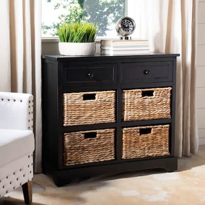 SAFAVIEH Herman 6-Drawer Black Storage Unit - 29.9” x 13” x 26”