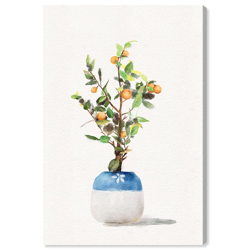 Wynwood Studio Canvas Floral and Botanical Orange Plant White and Modern & Contemporary Wall Art Canvas Print - White, Green