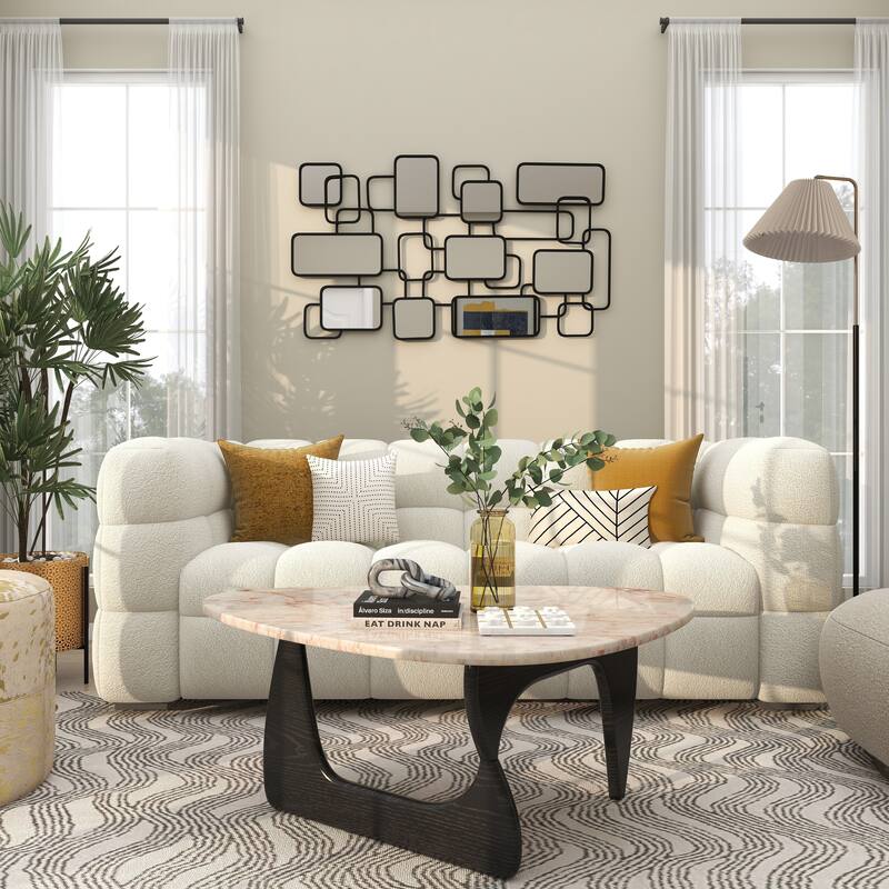 CosmoLiving by Cosmopolitan Artistic Black Metal Geometric Wall Mirror