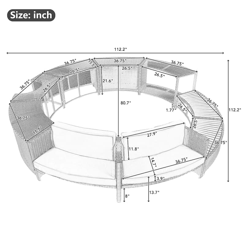 Patio Rattan Sofa Set with Storage Spaces