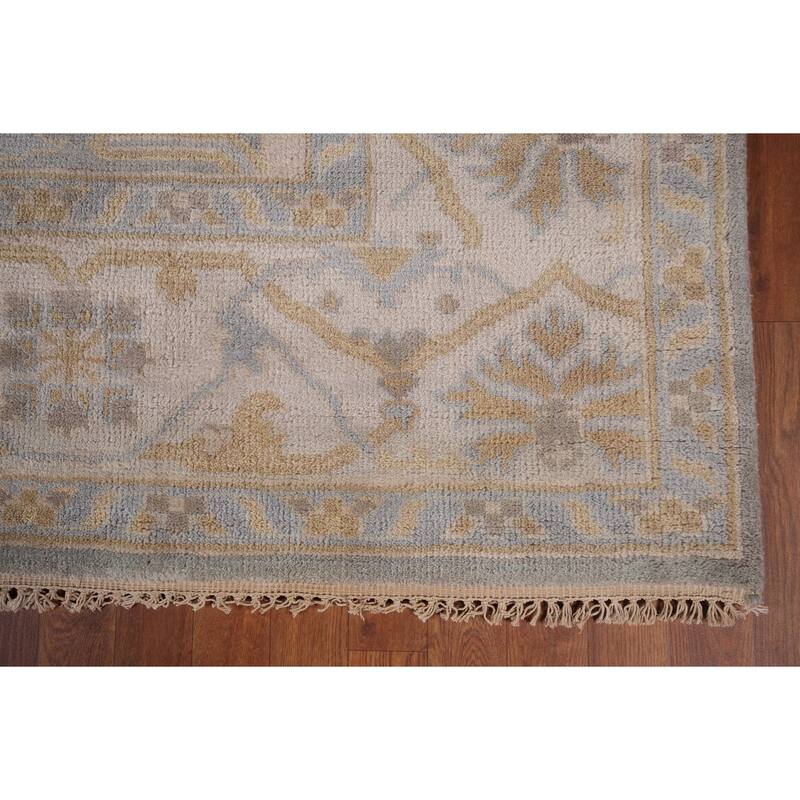 Gray Oushak Indian Area Rug Handmade Wool Carpet - 8'0"x 9'7"