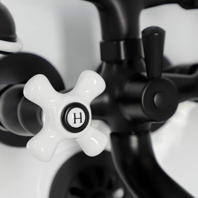 Kingston Brass Tub Wall Mount Clawfoot Tub Faucet with Hand Shower in Polished Chrome