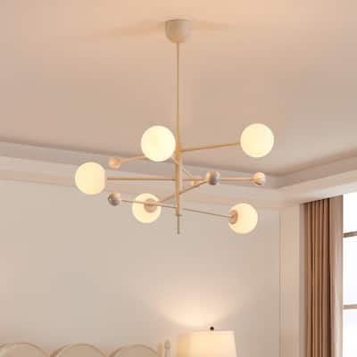 KAWOTI 5-light Modern Dimmable Sputnik Linear Chandelier Pendant
