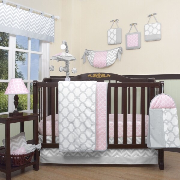pink gray crib bedding