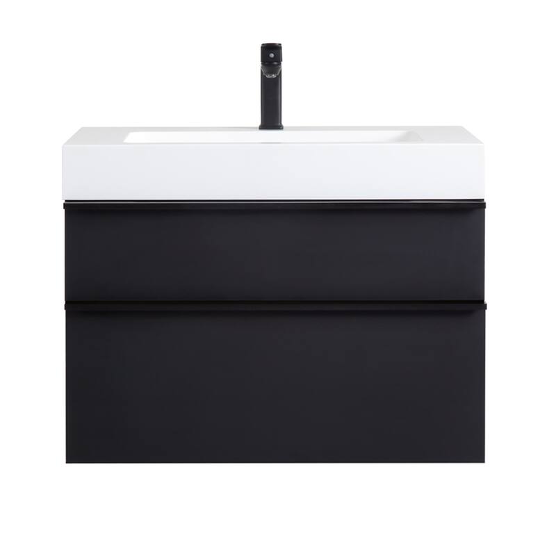 30" Wall Mounted Bathroom Vanity with Integrated Acrylic Sink, 2 Soft-Close Drawers