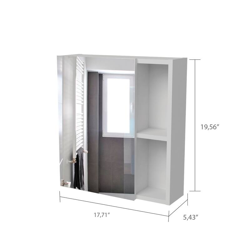 Medicine Cabinet with Mirror, 5 Internal Shelves, Single Door, 17.7-Inch Length x 19.5-Inch Height, Compact Storage