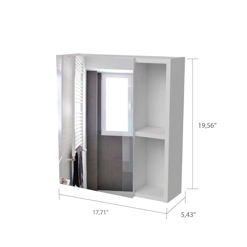 Whirlwind Light Oak Medicine Cabinet - 19.5" H, Mirrored Door, Single Shelf, Compact Storage, Modern Design