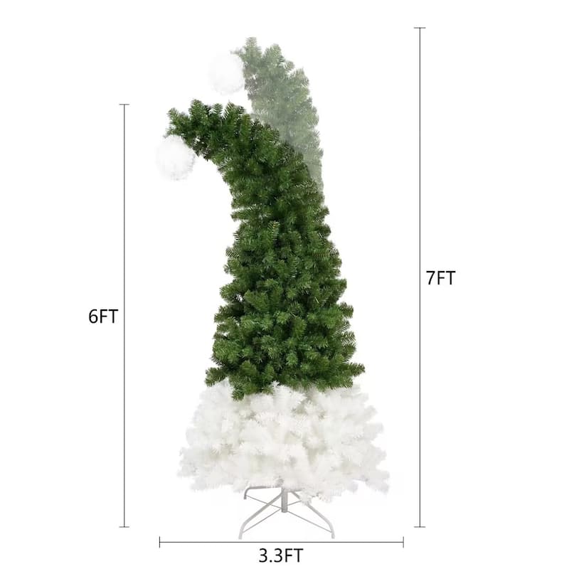 Green 6FT Santa Hat-Inspired Christmas Tree with 1250 Bendable Branches ...