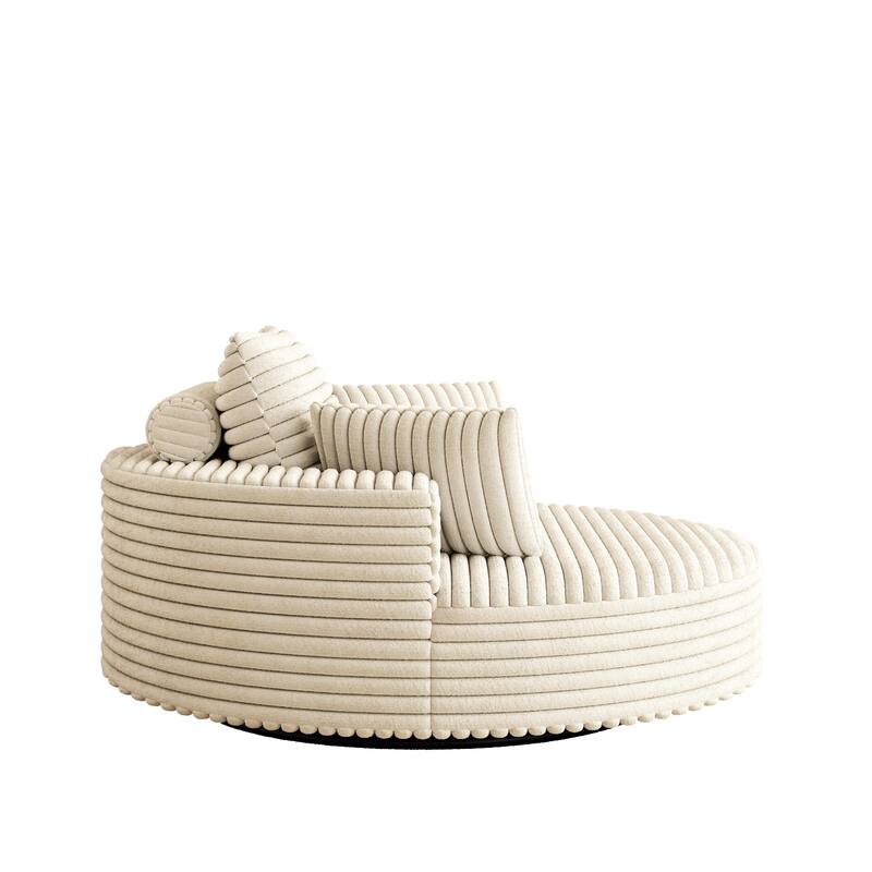 55"L Corduroy Chenille Foam Single Swivel Chair, Fluffy Modern Sleeper, 360 Degree Swivel Chair, Lounge and Projection Room