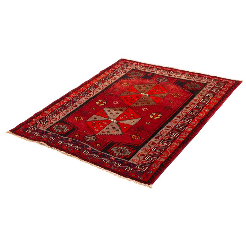 ECARPETGALLERY Hand-knotted Melis Vintage Red Wool Rug - 5'5 x 6'4