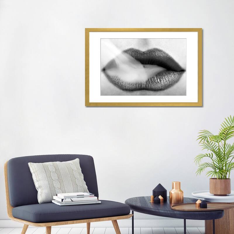 iCanvas "Black Lipstick and Blowing Smoke" by Unknown Artist