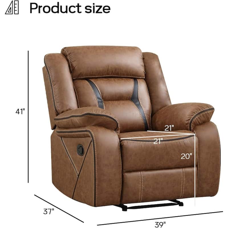 Faux Leather Manual Recliner Chair, Single Reclining Sofa Chair with Armrest and Backrest, Furniture for Living Room