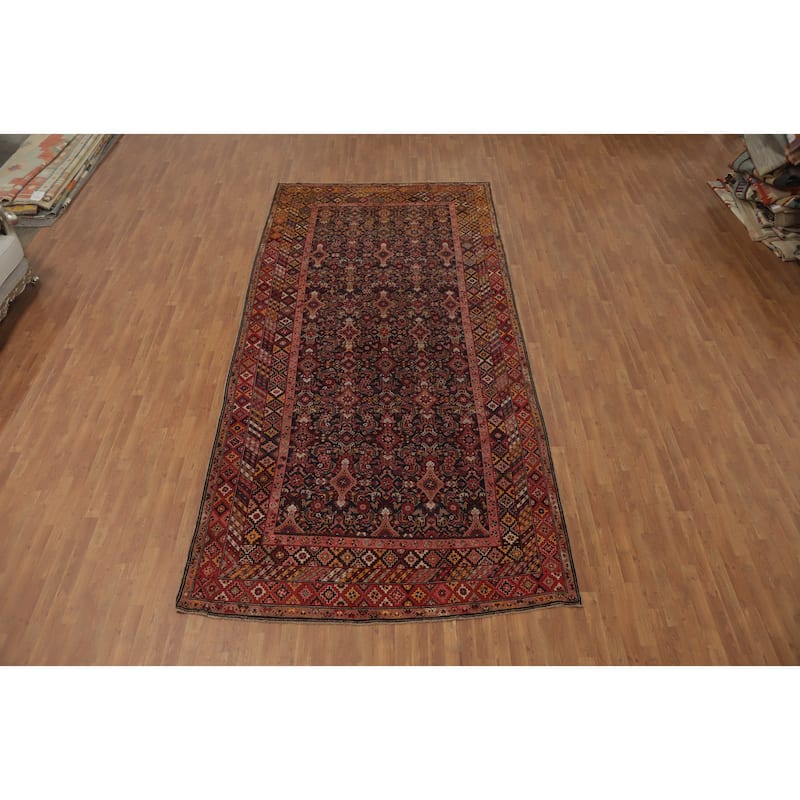 Hand Knotted Oriental 100% Wool Carpet Traditional Geometric Navy Blue & Blues Kazak Area Rug - 15' 1'' X 7' 2''