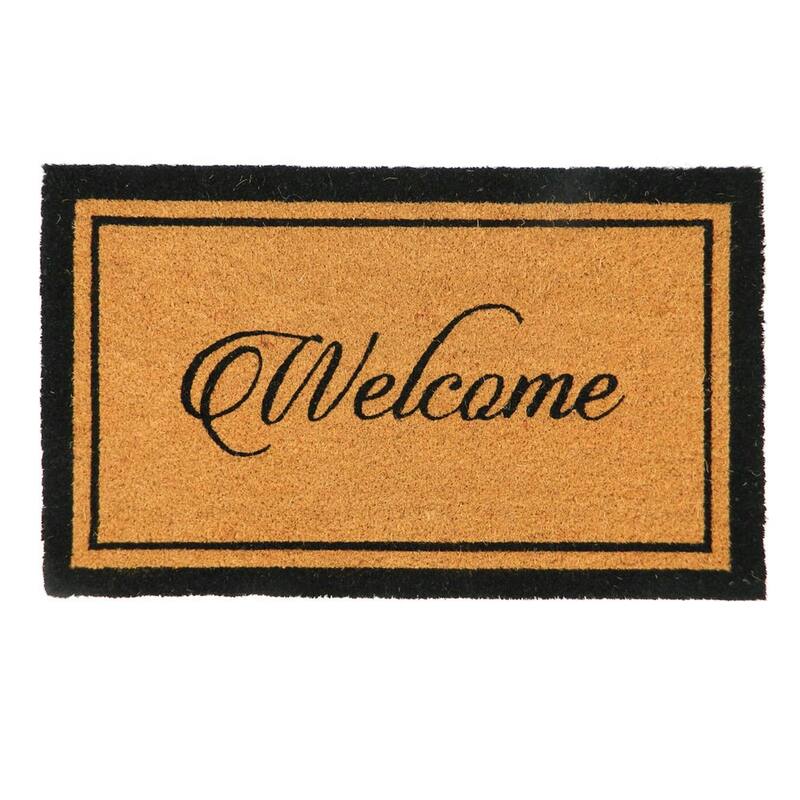 PVC Backed coir welcome door mat natural printed - 18" X30"