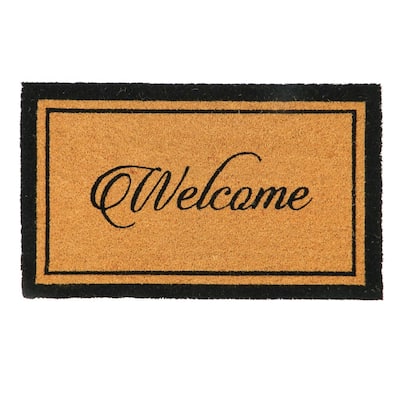 PVC Backed coir welcome door mat natural printed - 18" X30"