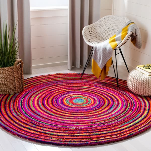 slide 2 of 15, SAFAVIEH Handmade Nantucket Ilvi Contemporary Cotton Rug 8' Round - Multi - Round