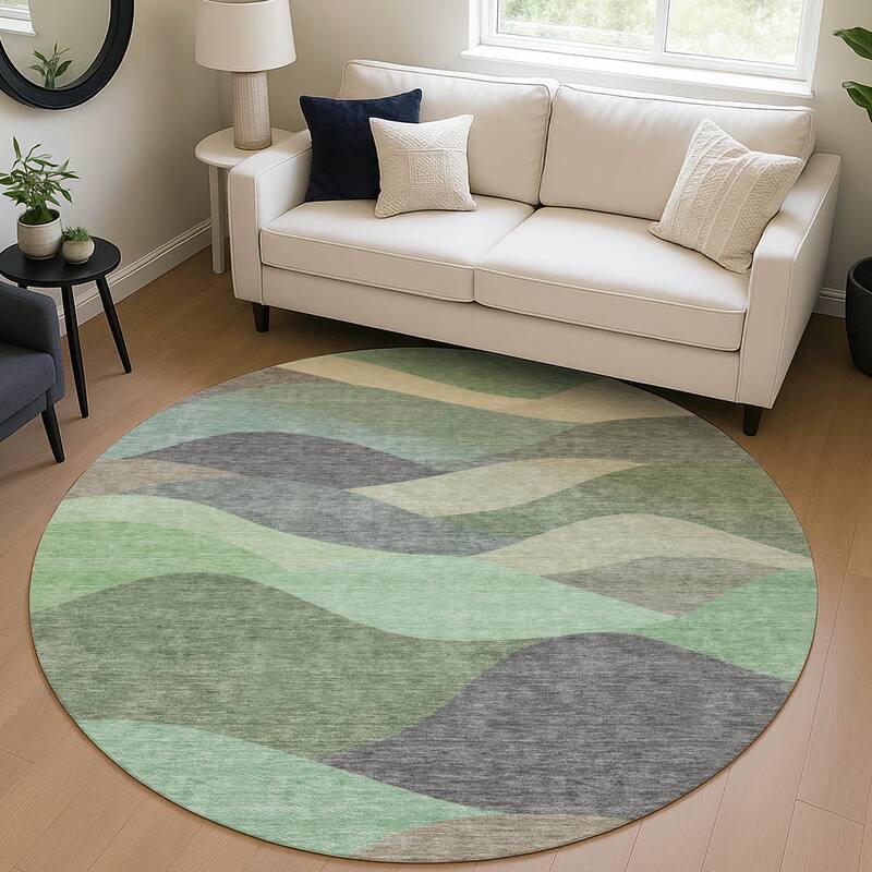 Machine Washable Indoor/ Outdoor Modern Horizon Chantille Rug