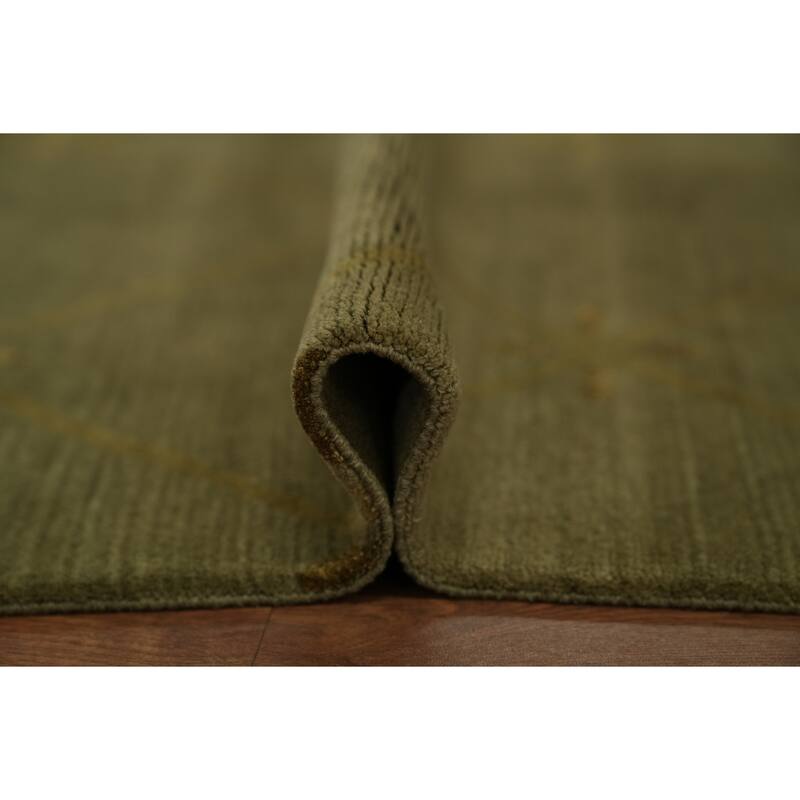 Hand Knotted Oriental 100% Wool Carpet Modern Geometric Green Nepalese Area Rug - 5' 3'' X 3' 0''