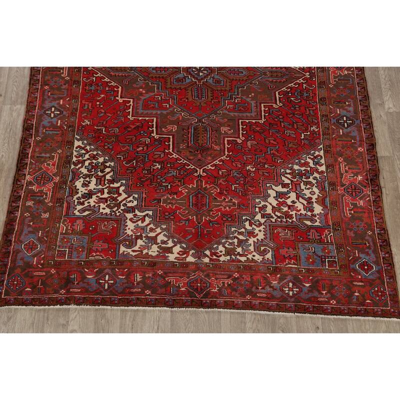 Geometric Heriz Persian Area Rug Wool Handmade Living Room Carpet - 7'8" x 10'8"
