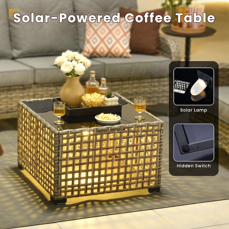 XIZZI 6-Piece Outdoor Wicker Patio Furniture Set with Coffee Table