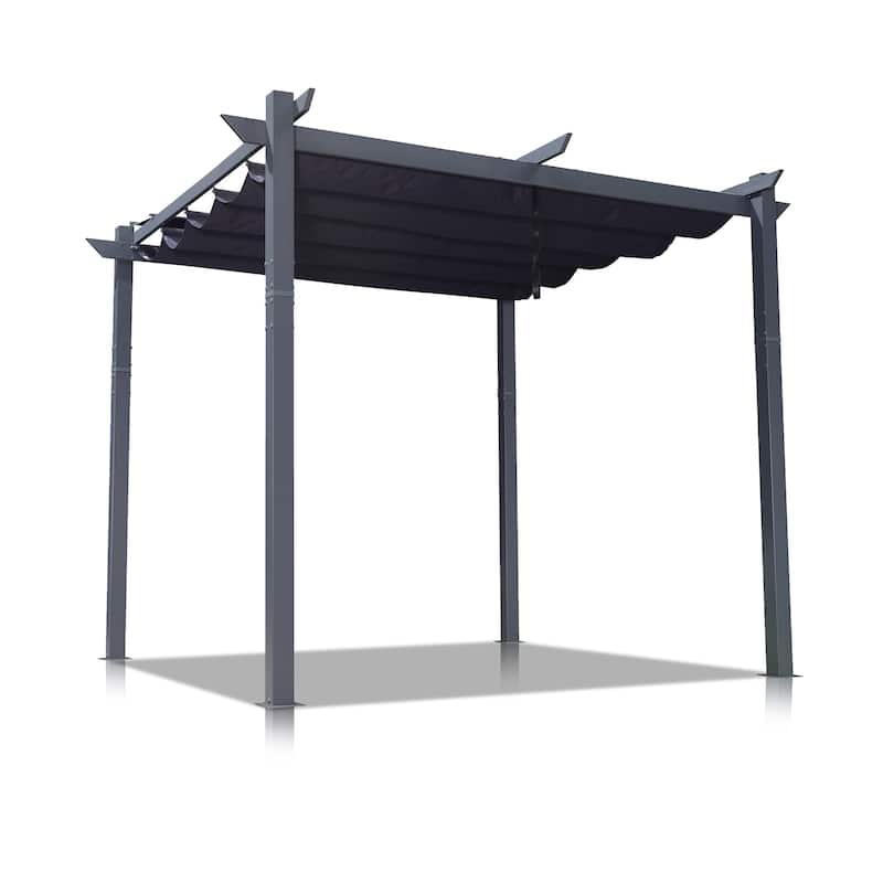 PURPLE LEAF Gazebo Outdoor Retractable Aluminium Grape Trellis Pergola w Extra Top Roof for Patio - 10ft x 10ft
NEW - Dark Gray Frame+Navy Blue Canopy
