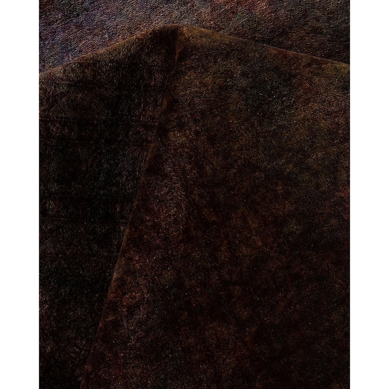 Overton Handknotted Wool Vintage Inspired Contemporary Overdyed Brown Area Rug - 18' 9" x 12' 5"