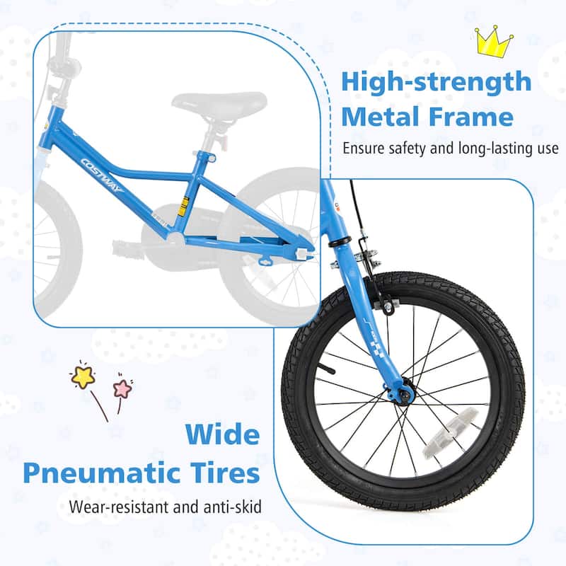 Costway 12"/14"/16"/18" Kids Training Bike with Removable Training