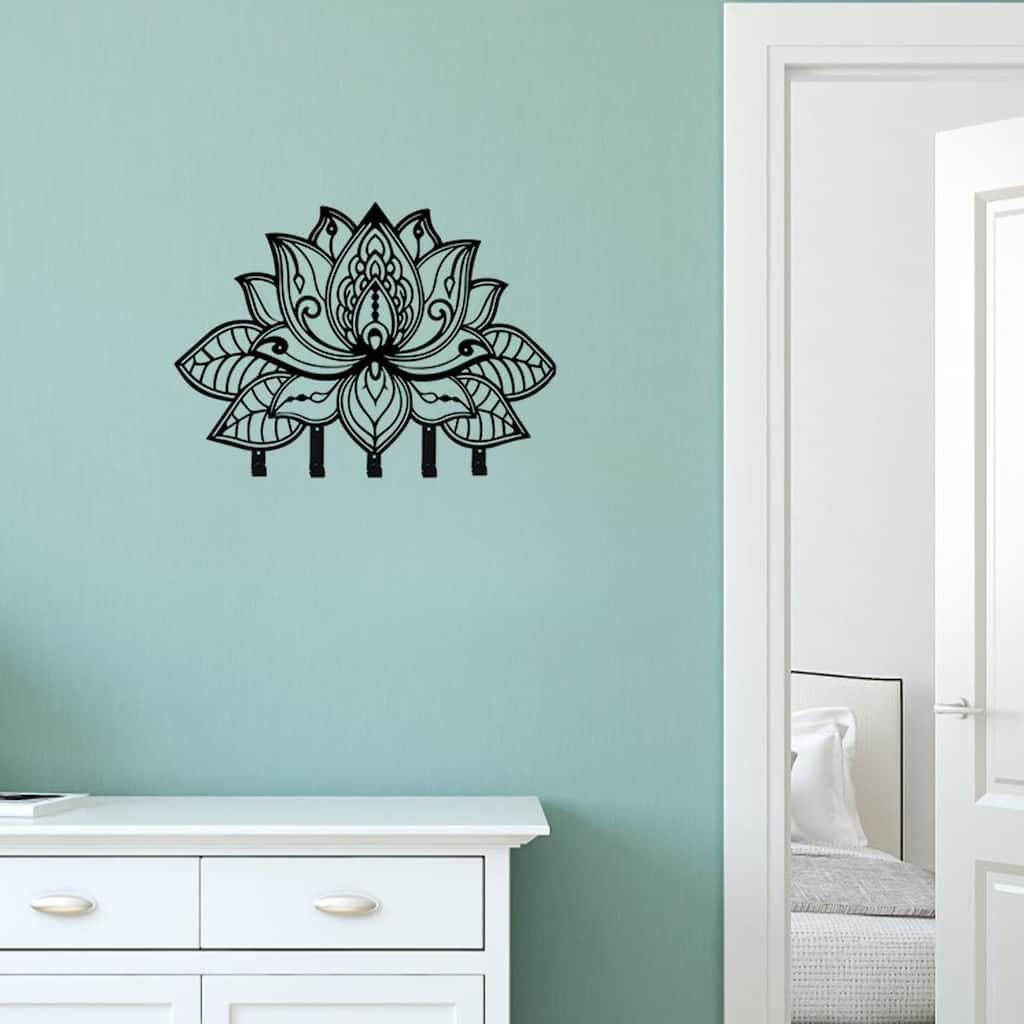 Wall-Mounted Metal Key Rack Flower Design For Home And Office - 12-24 Inch