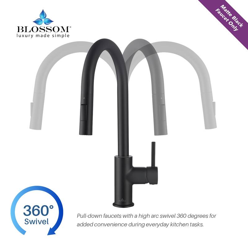 Blossom Solid Pull-Down Kitchen Faucet w/ 360 Swivel, Single Handle
