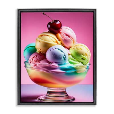 Stupell Rainbow Hued Sundae Dessert Framed Floater Canvas Wall Art Design By Tabz Jones
