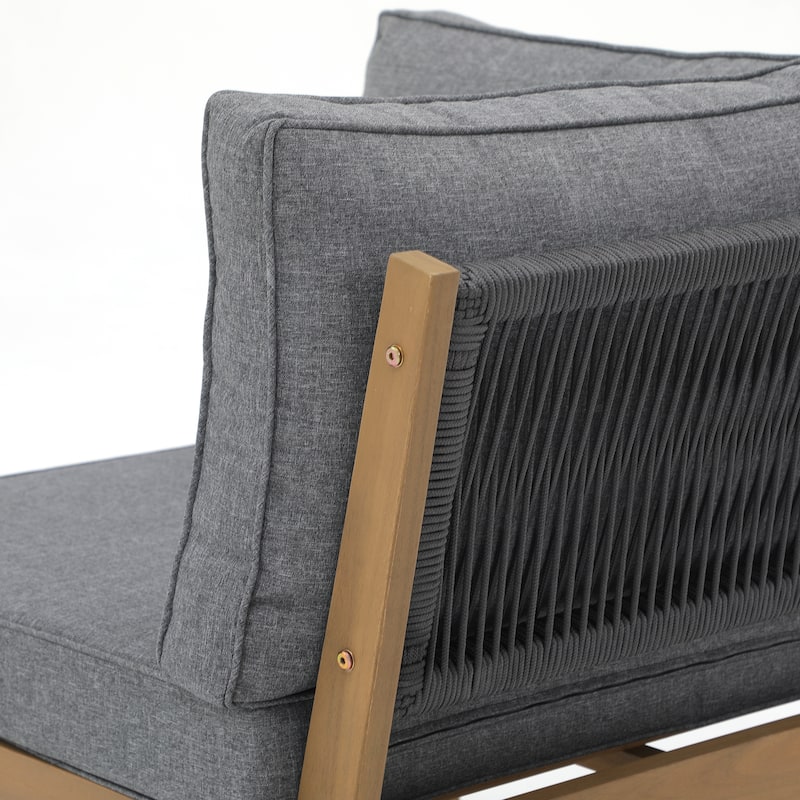 Outdoor 4 pieces V-Shaped Acacia Wood Sectional Sofa Set