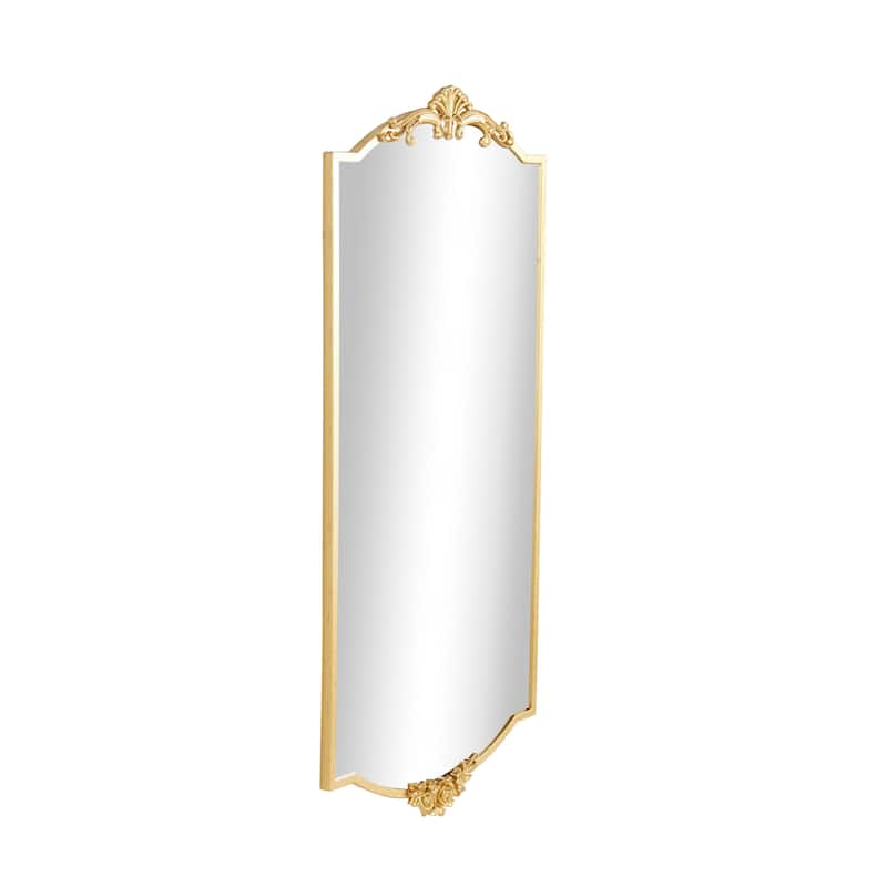 Metal Floral Room Wall Mirror with Floral Embellishments - Gold - Roche River Decor