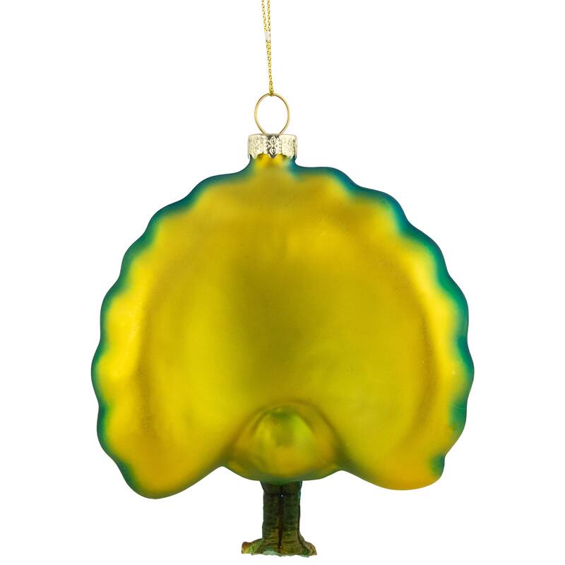 Standing Glittered Peacock Glass Christmas Ornament - 4.5" - Blue and Green