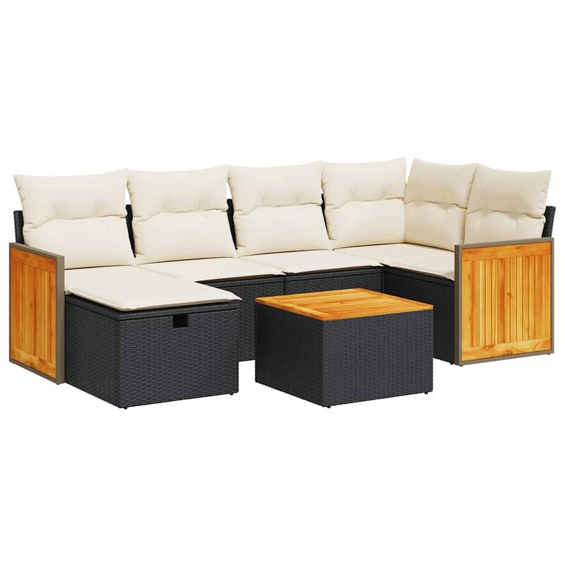 vidaXL Patio Sofa Set with Cushions Outdoor Conversation Furniture Poly Rattan