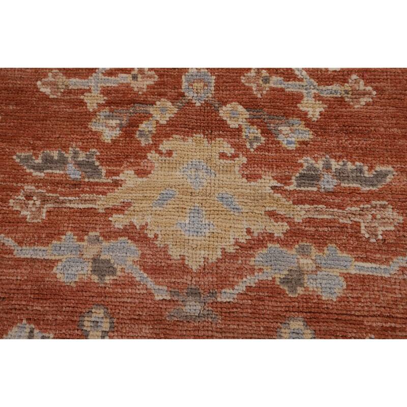 Orange Oushak Vegetable Dye Area Rug Handmade Wool Carpet - 9'3"x 11'11"