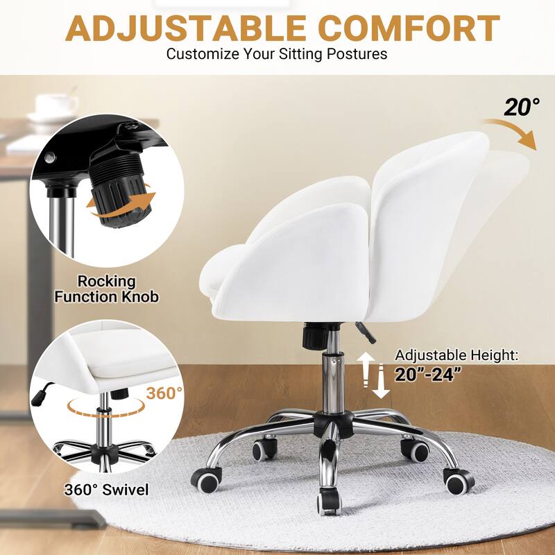 Yaheetech Modern Swivel Rolling Desk Chair Makeup Vanity Chair for Home Office