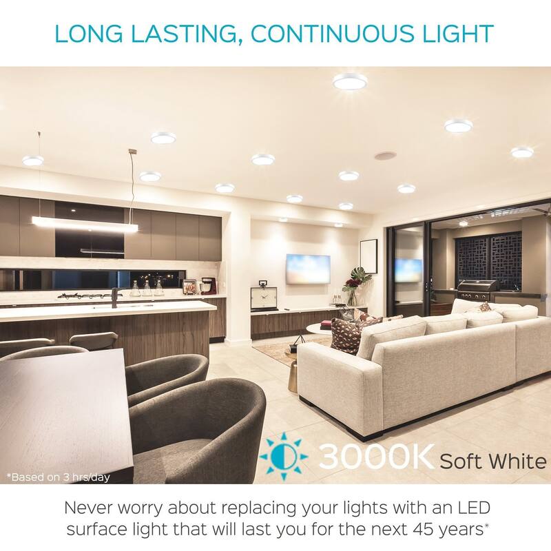 Luxrite 5 Inch Surface Mount LED Ceiling Light, 10W, 600 Lumens, Dimmable, Wet Rated, Energy Star, Nickel Finish