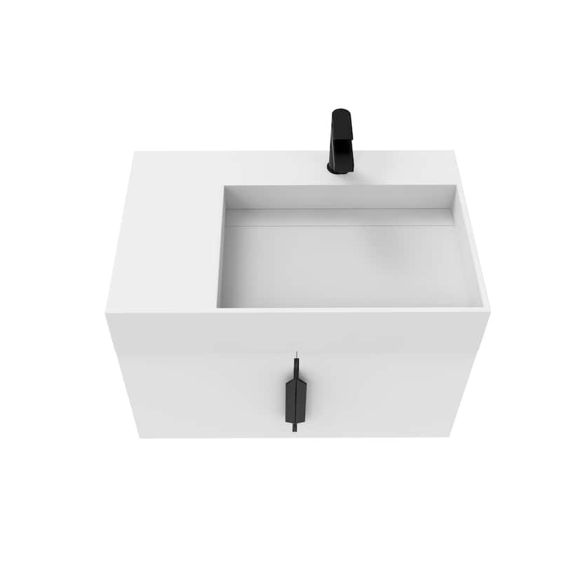 Amazon 30" Wall Mounted Bathroom Right Basin Vanity Set w/ White Top
