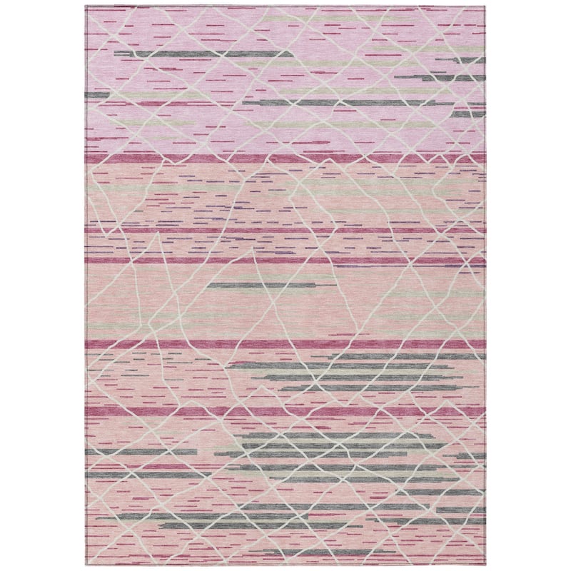HomeRoots Striped Modern Rectangle Outdoor Rug