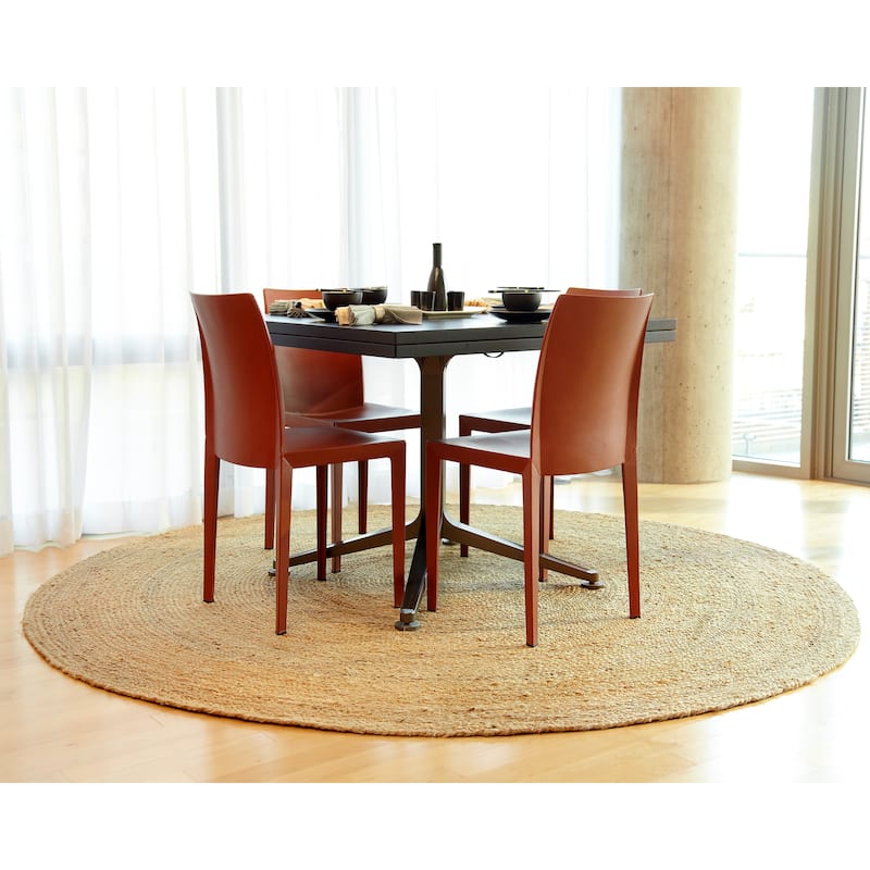 Jani Tara Braided Natural Jute Area Rug - Kerala Round Rug, 4-Feet, Durable, Superior Quality