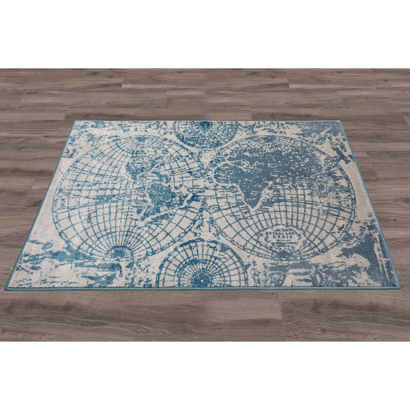 Modern Abstract Map Oriental Polypropylene Area Rug