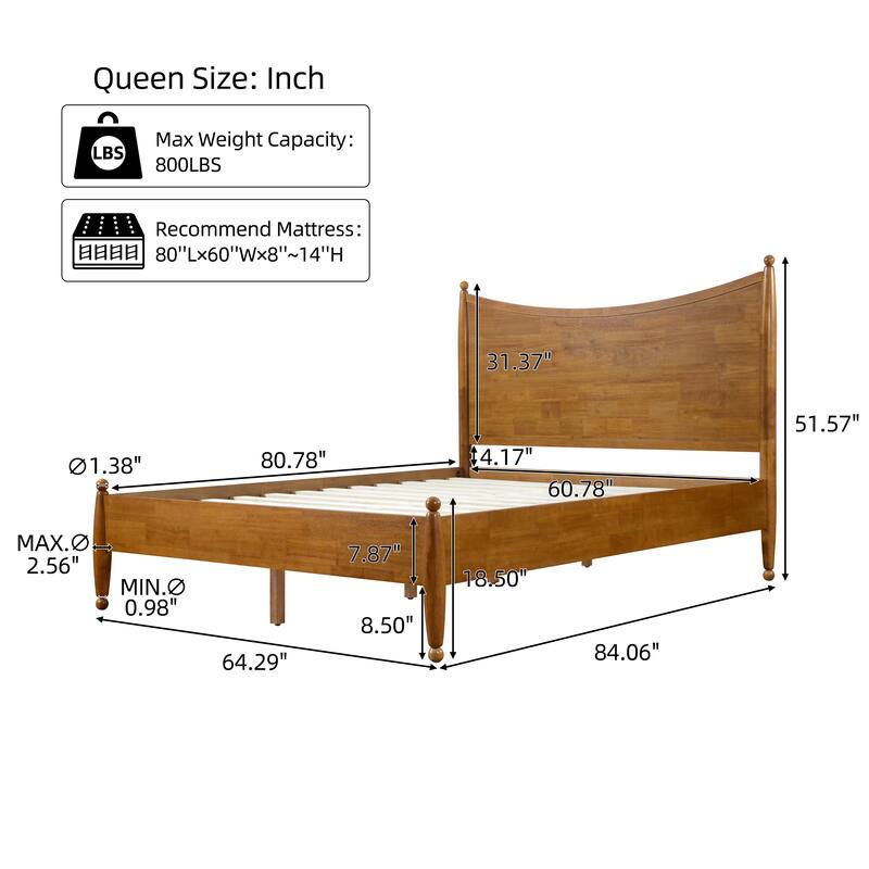 Christopher Knight Home - Classic Transitional Wooden Platform Bed with Curved Headboard