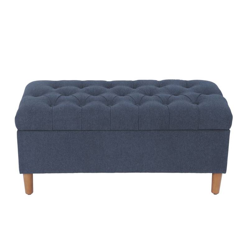HomePop Button Tufted Top Storage Bench with Wood Legs