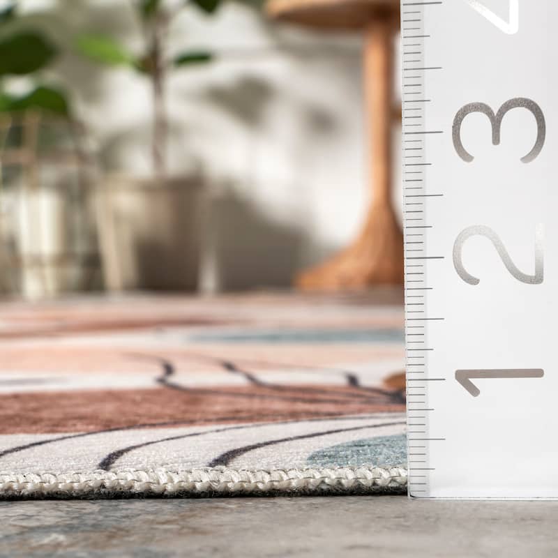Nuloom Deisy Abstract Floral Machine Washable Indoor/Outdoor Area Rug