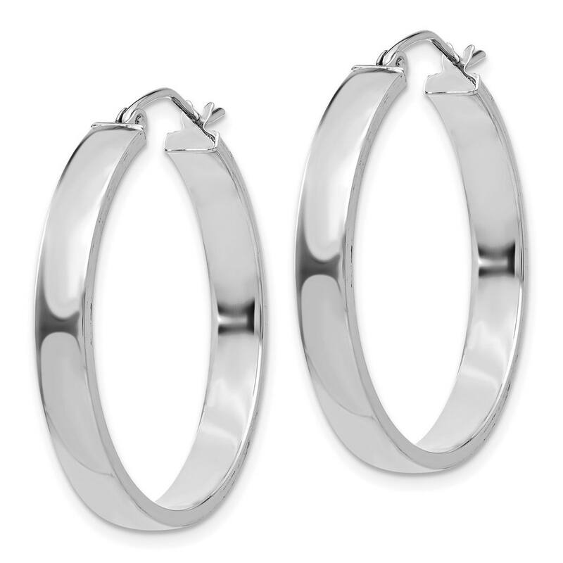 Curata 14k White Gold Polished Hoop Earrings - 28x29.2mm