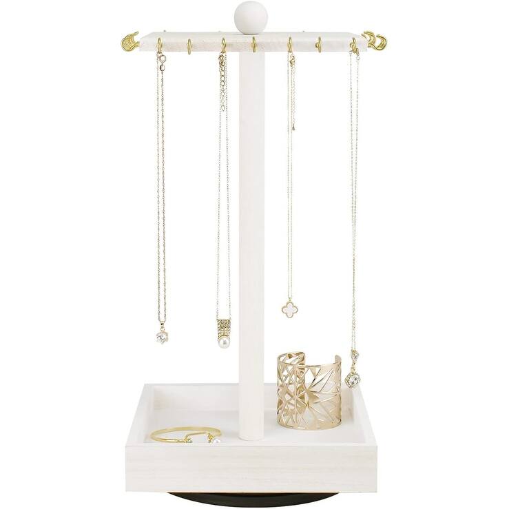 Wooden Rotating Jewelry Organizer - S - White