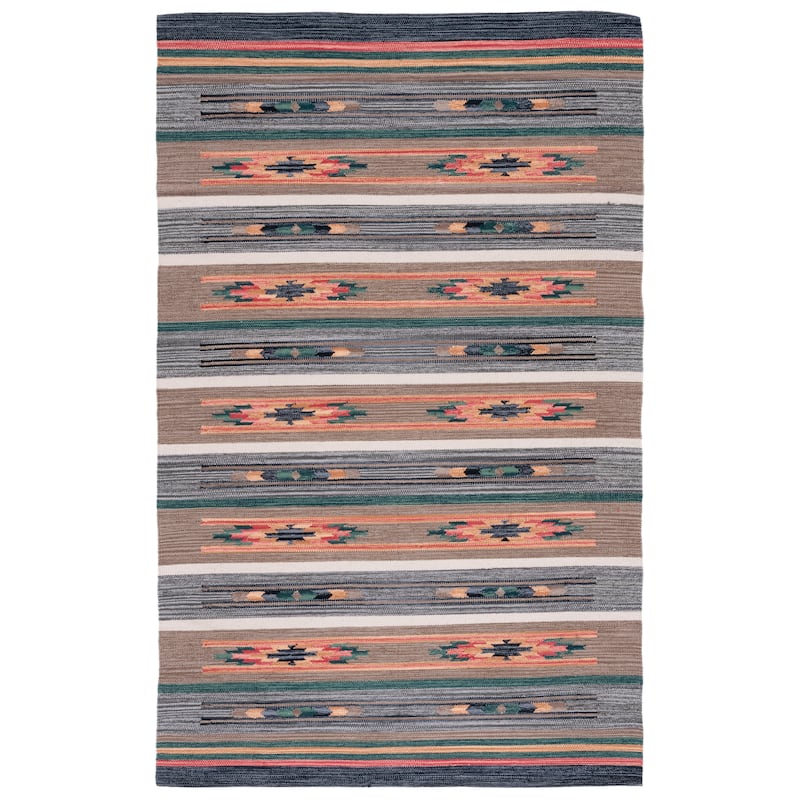 SAFAVIEH Handmade Kilim Mala Transitional Cotton Rug - 5' x 8' - Grey/Olive